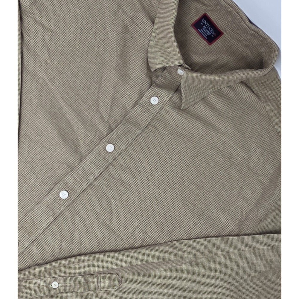 Untuckit Veneto Wrinkle Free Shirt Men's 2XL XXL Brown‎ Micro Check LS Flannel